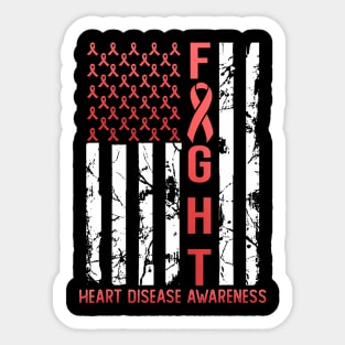 Heart Disease Awareness February USA Flag Ribbon Sticker